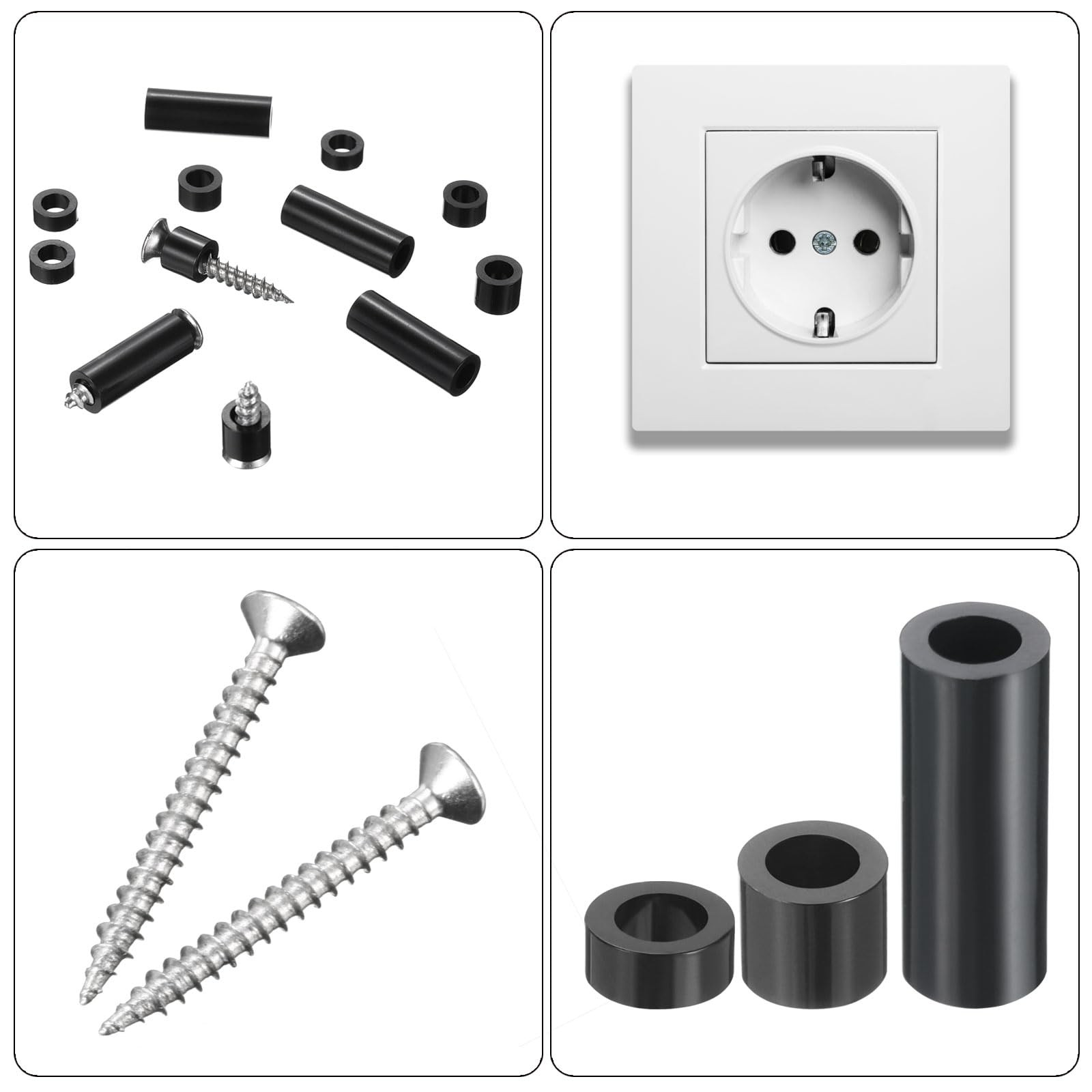 uxcell 100pcs Nylon Round Spacers 4mm ID, 7mm OD, 6mm Height, balck