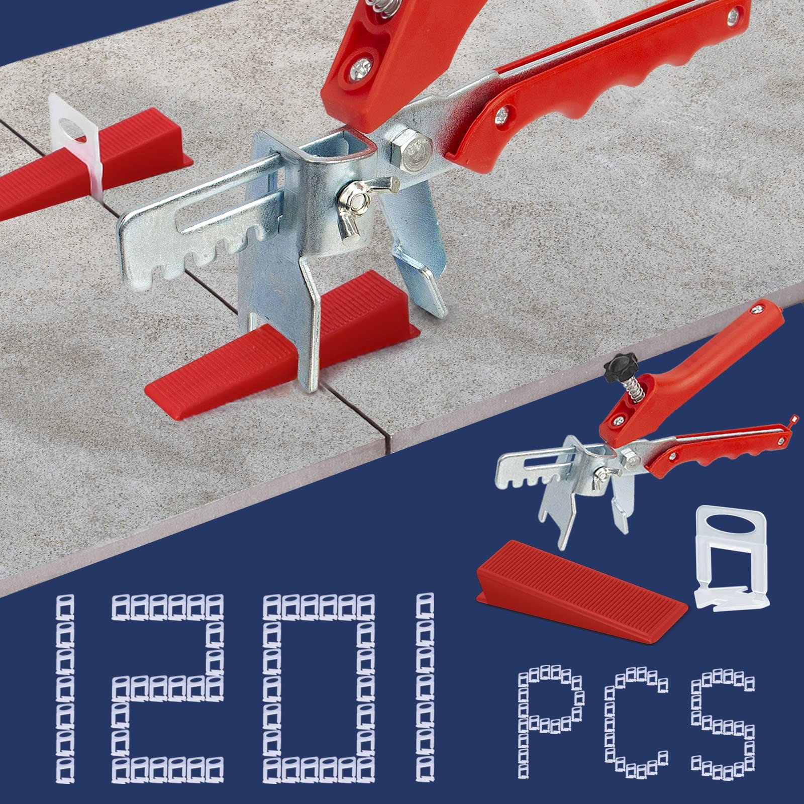 Tile Leveling System with Tile Plier, 1000-Piece Tile Spacers Clips and 200-P…