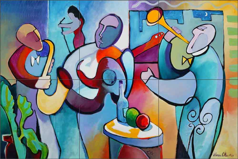 Abstract Tile Backsplash Warren Cullar Musical Art Ceramic Mural WC143