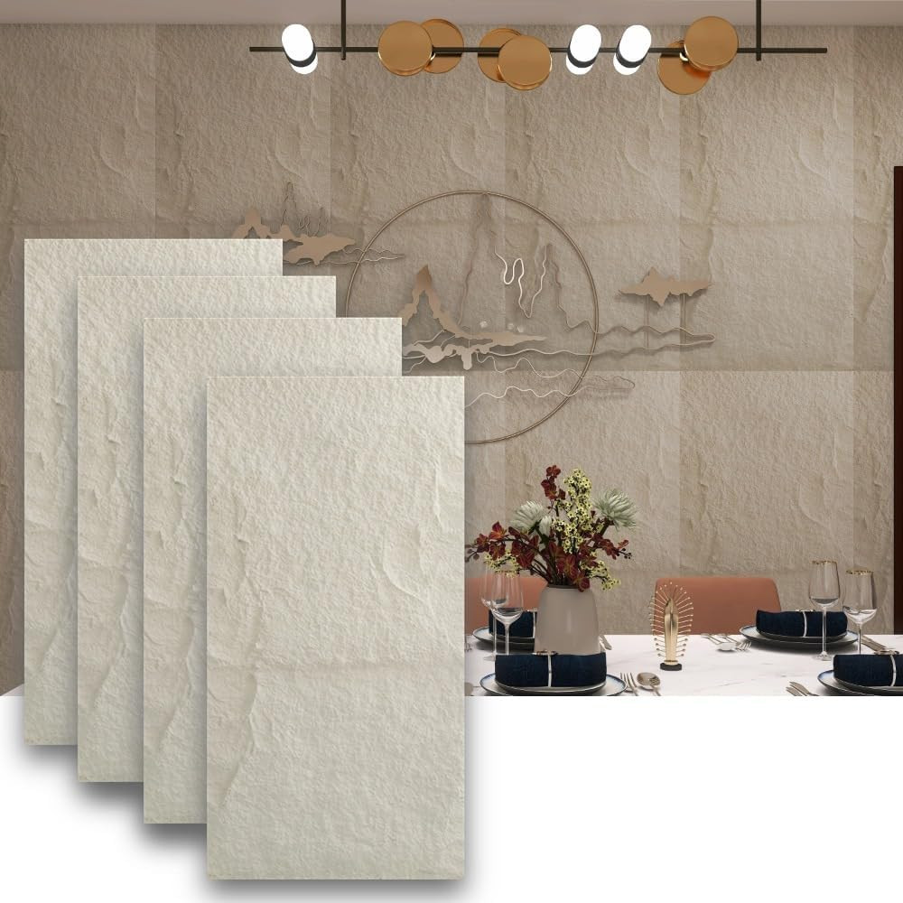 3D Faux Stone Wall Panels – 4-Pack Waterproof Lightweight Interior Decor