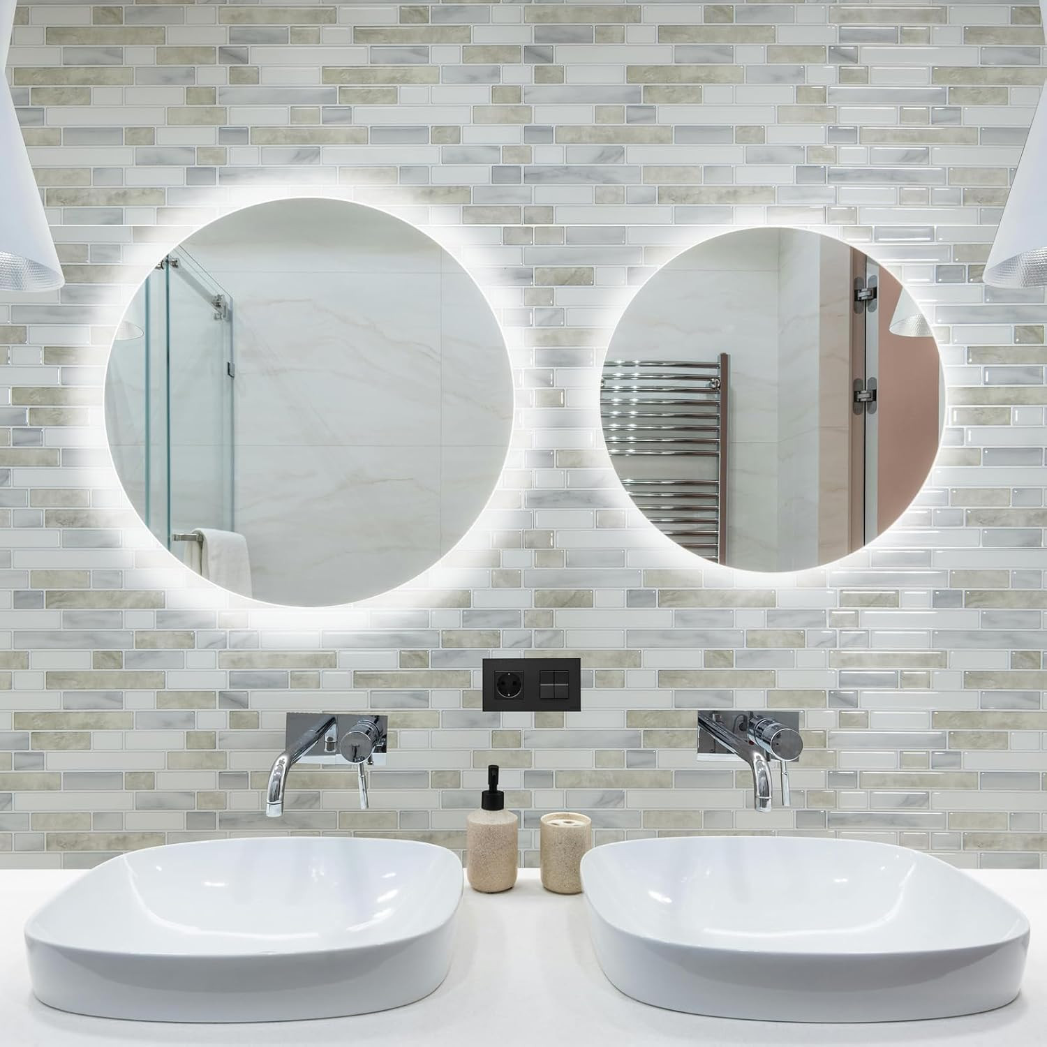 10-Sheet Heavy-Duty Peel and Stick Backsplash, Waterproof Wall Tiles Stick on Ki