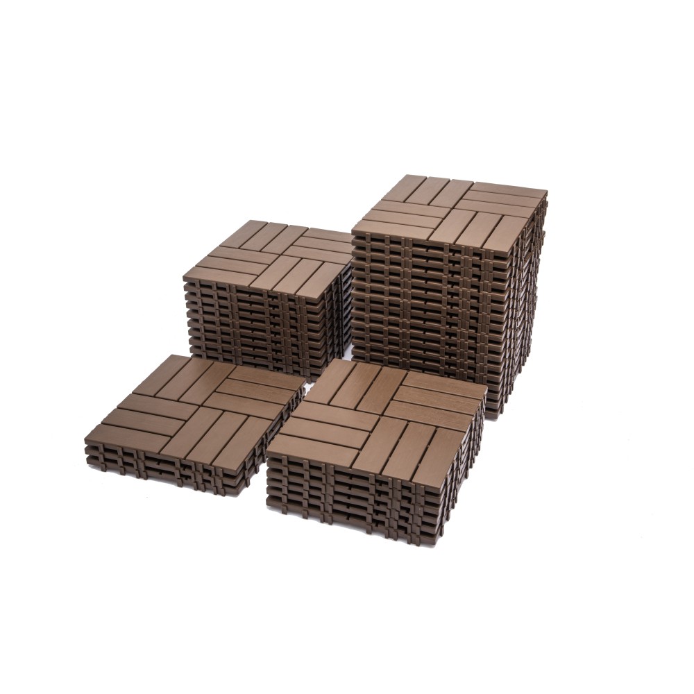 68-Pack 11.42″x11.42″ Plastic Interlocking Deck Tiles – 61.60 Sq.Ft Outdoor