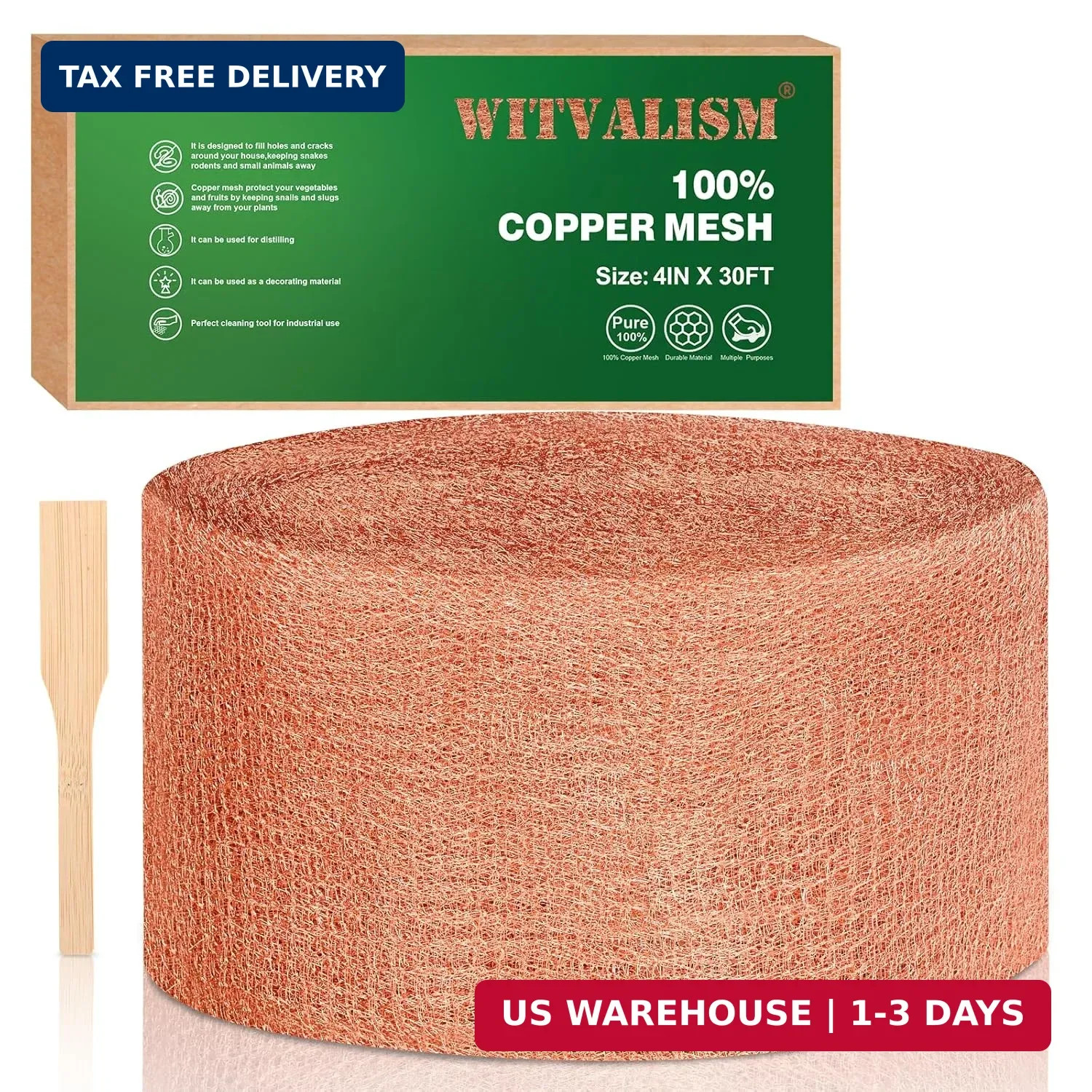 Copper Mesh Rodent Control, 4in x 30ft Premium Copper Wool Ideal for Hole Blocki