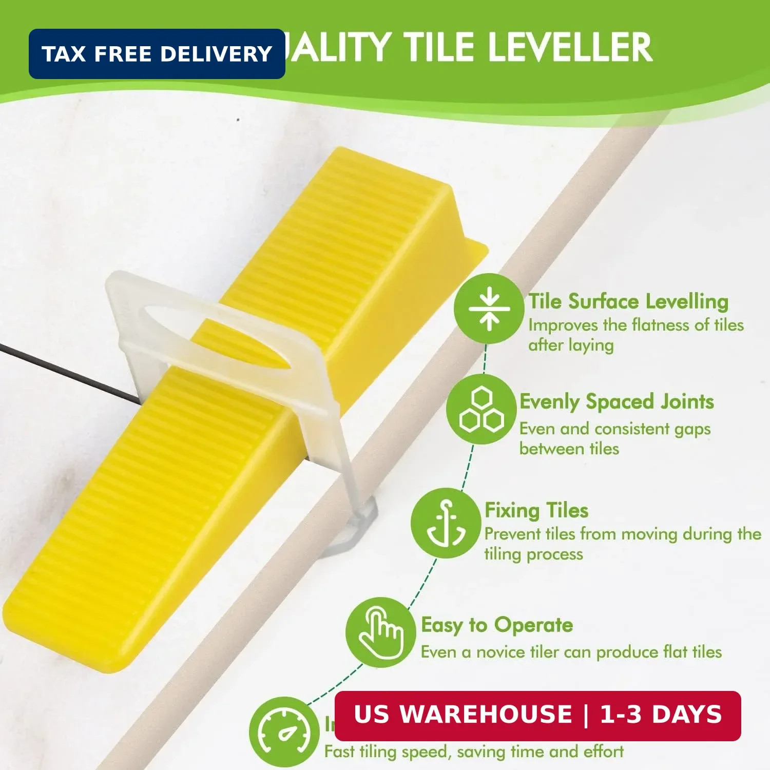 Tile Leveling System 1/8″Kit, 600pcs Tile Leveler Spacers Clips+200pcs Reusable
