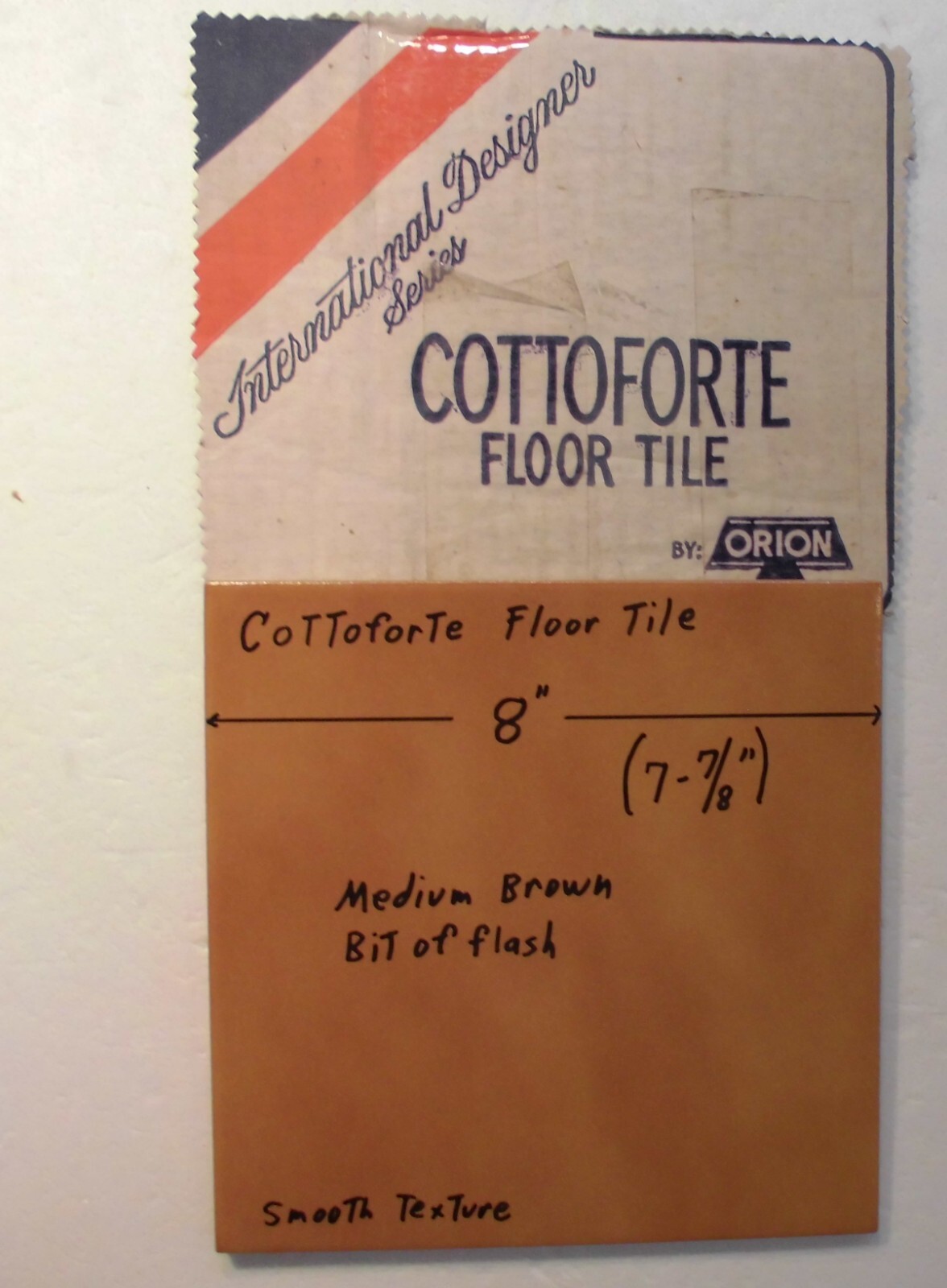 1 pc. Medium Brown Ceramic Floor Tile: 8″ X 8″ Smooth Surface + bit of flash