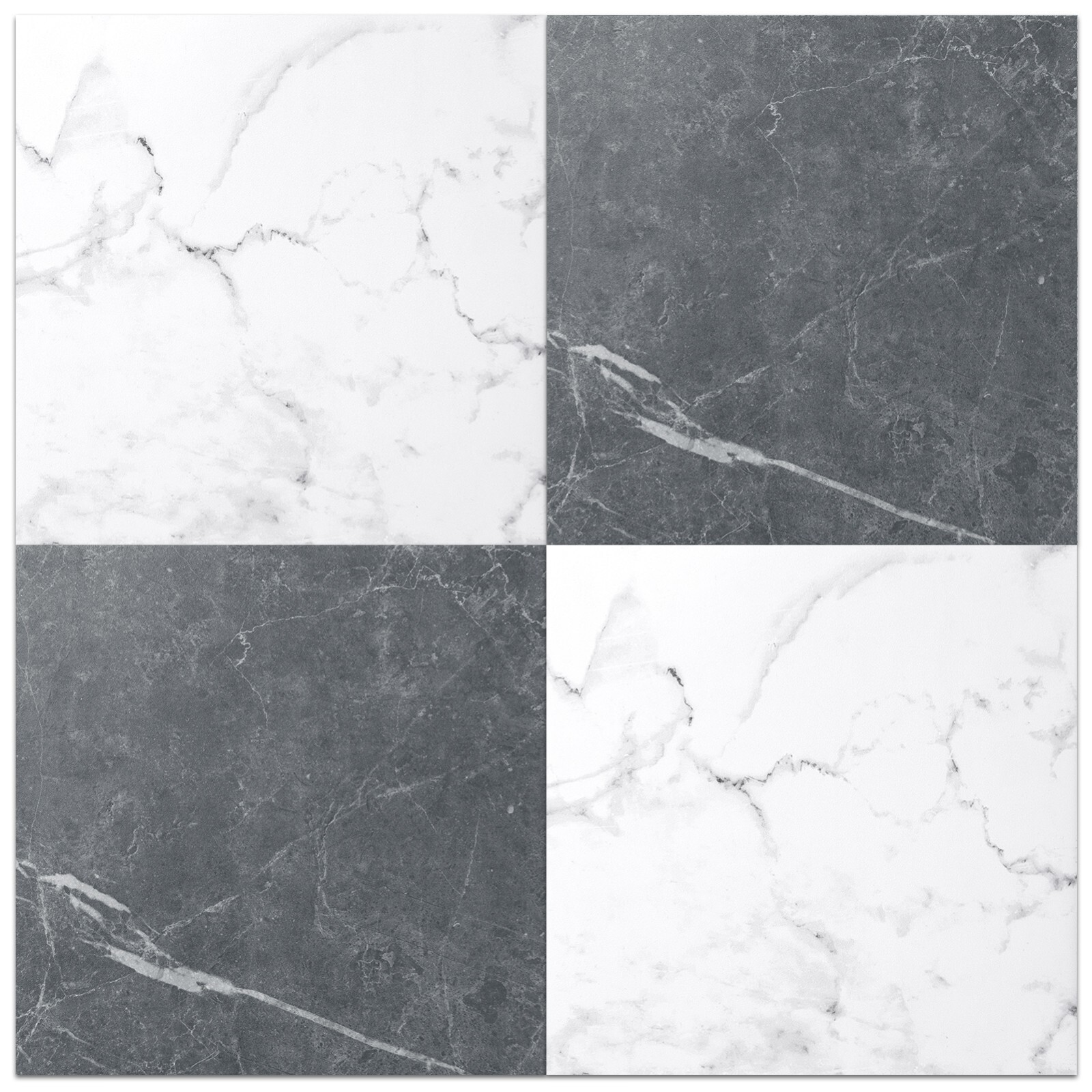 Art3d 12 x 12in 30-Pack Peel & Stick Vinyl Floor Tiles,Black & White Marble