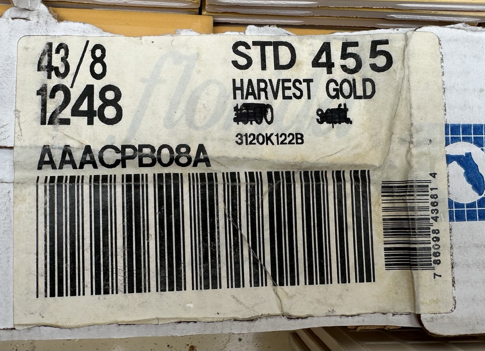 1 pc. Harvest Gold Yellow: 4-3/8″ Glossy Ceramic Tile by Florida Co. #1248 NEW