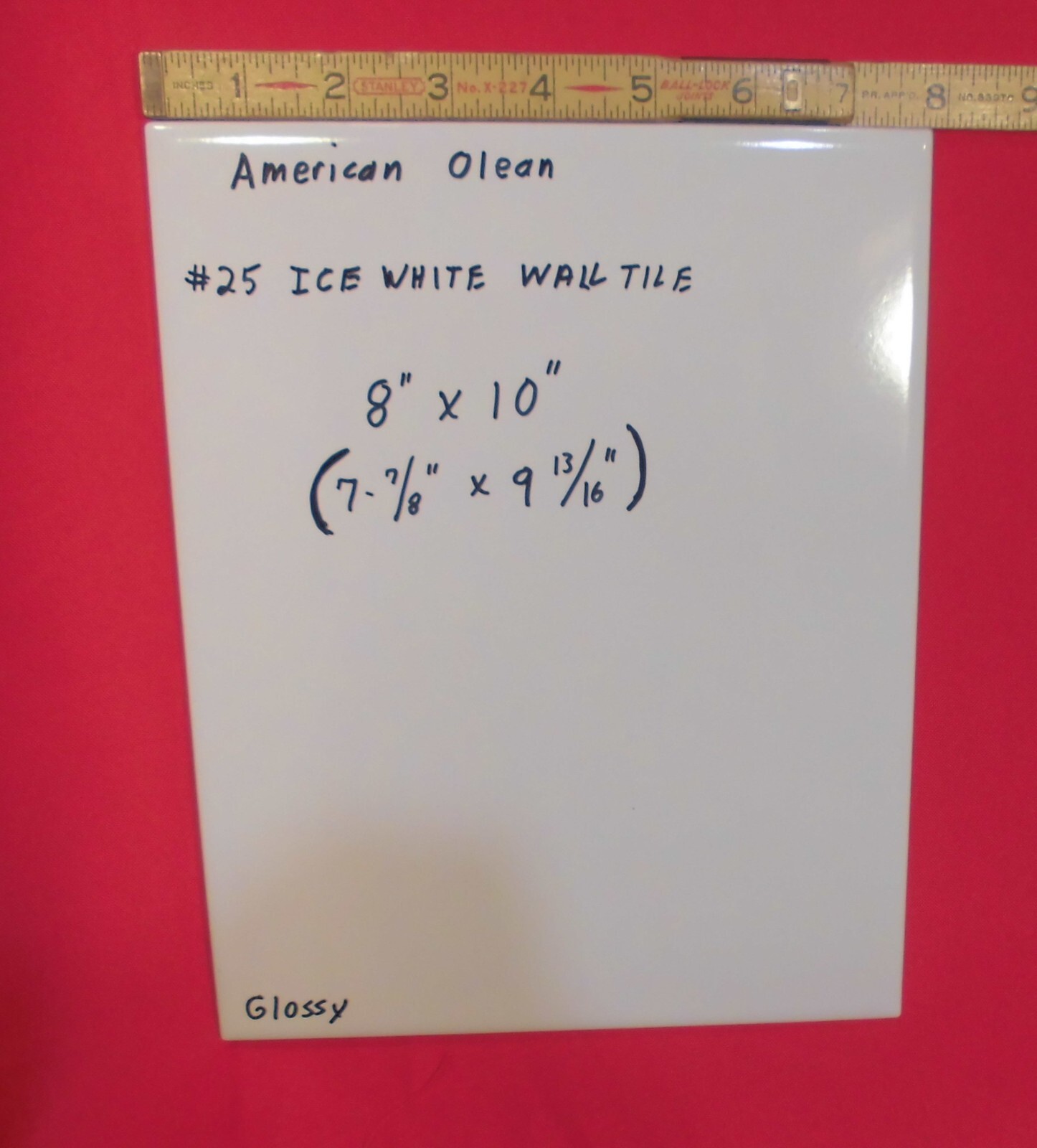 1 pc *Ice White* 8″ X 10″ Ceramic Wall Tile by American Olean, discontinued size