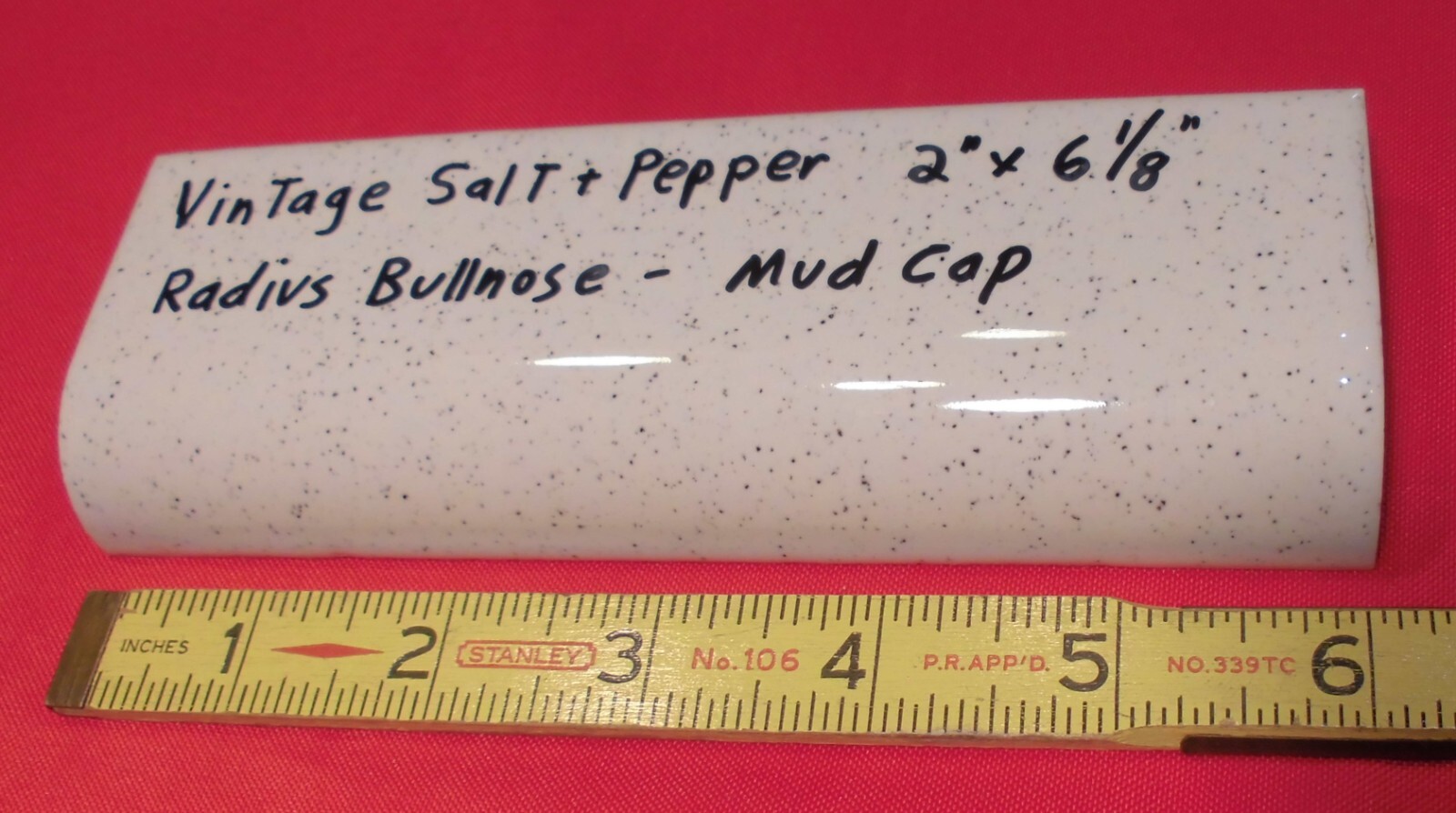 1 pc. Salt & Pepper Ceramic Bullnose Tile 2” X 6” American Olean, NEW STOCK