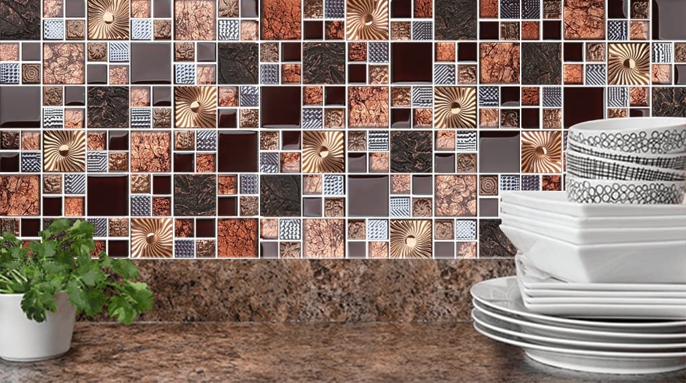 Red Wine Colors Glass Tile 2” x 2” Leaf Carving Imprints Antique Mosaics Te…
