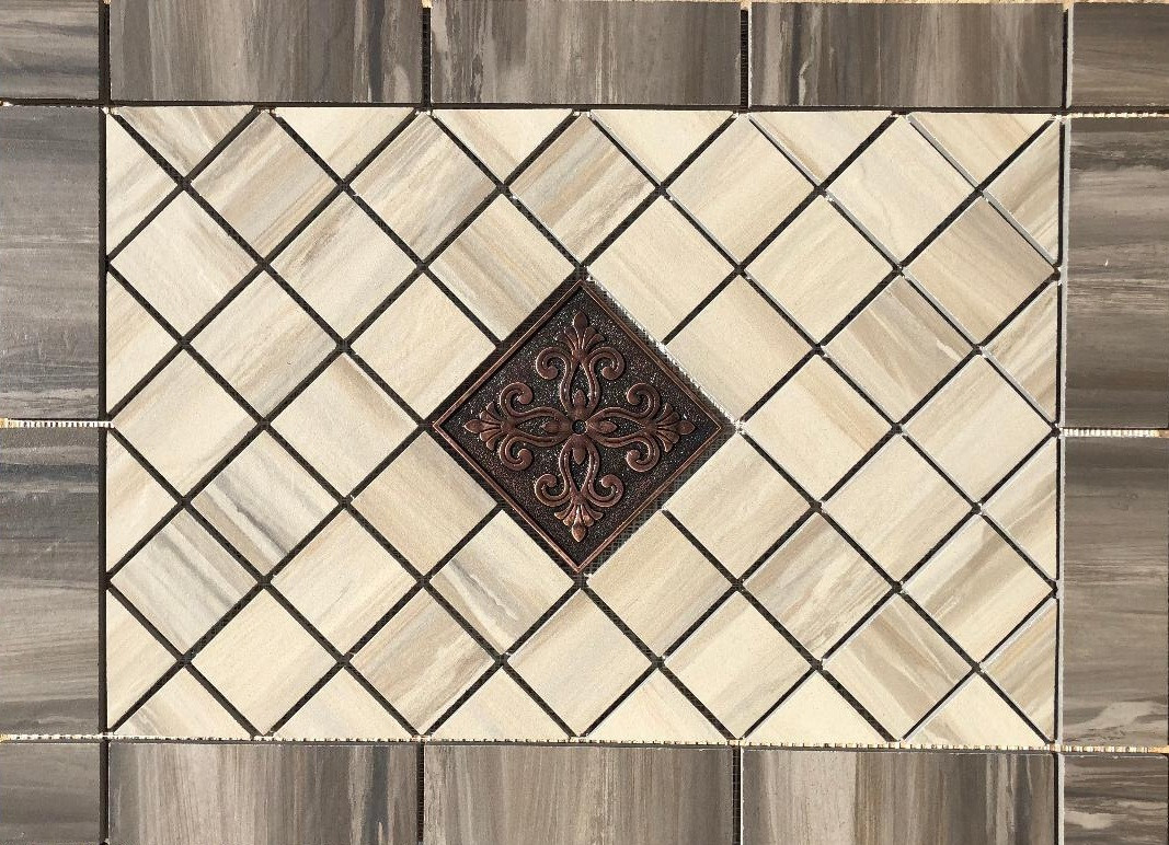 21 1/2″ X 15 5/8″ Tile Medallion – Happy Floors Paint Stone – metal accent