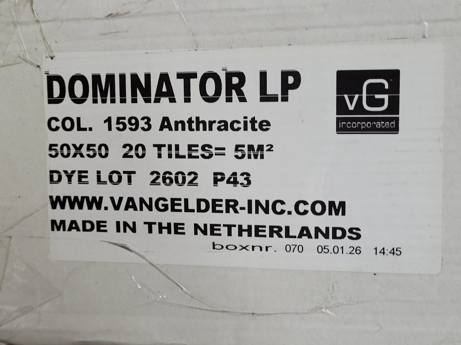 QTY=20 1593 Anthracite Dominator LP Carpet Squares Covers 54.18 Sq Ft