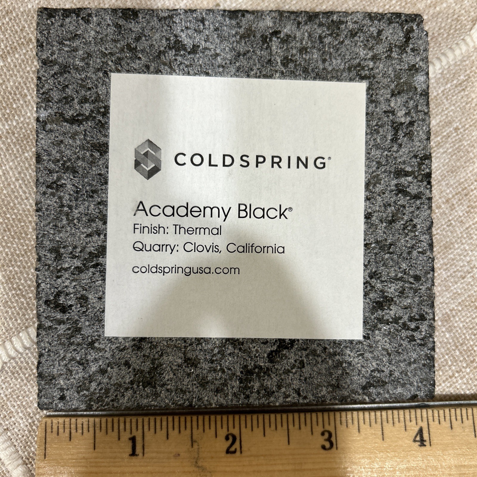 Coldspring Granite Academy Black Thermal Sample Quarry Tile Paver Stone 4×4 4″sq