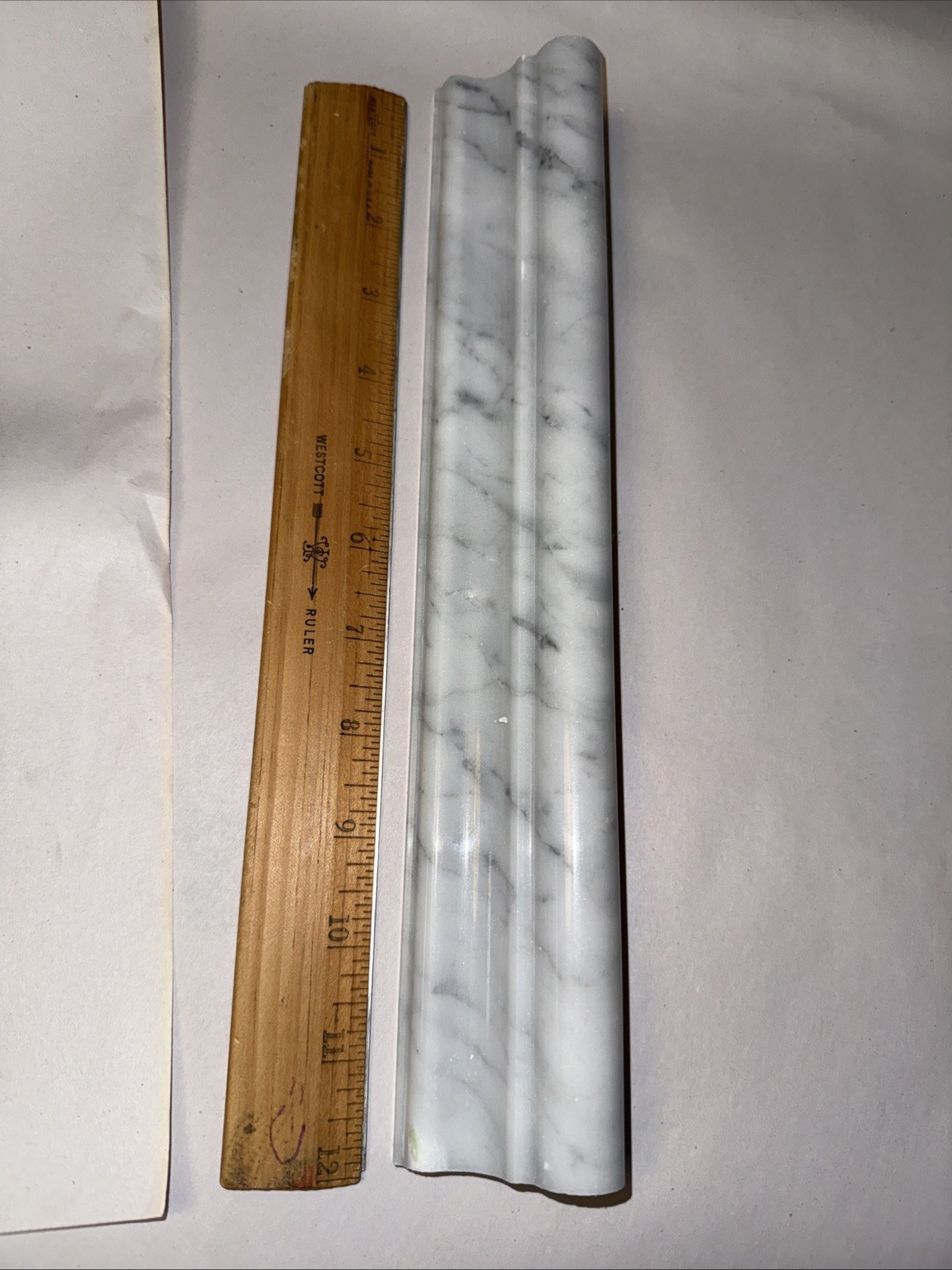 8 PCS Carrara White Marble Chair Rail Trim for Luxurious Bathroom Decor 12″x2″