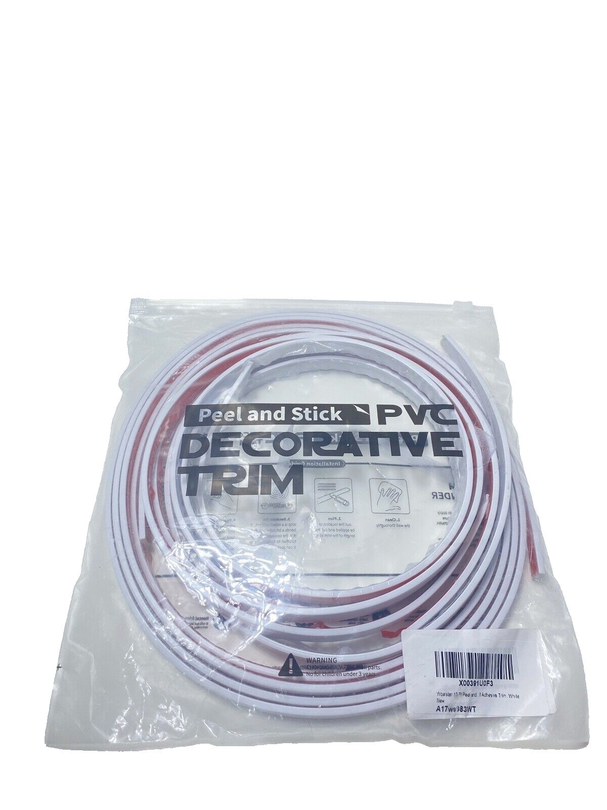 10ft White Peel & Stick PVC Decorative Trim Adhesive Molding Brand New, Home