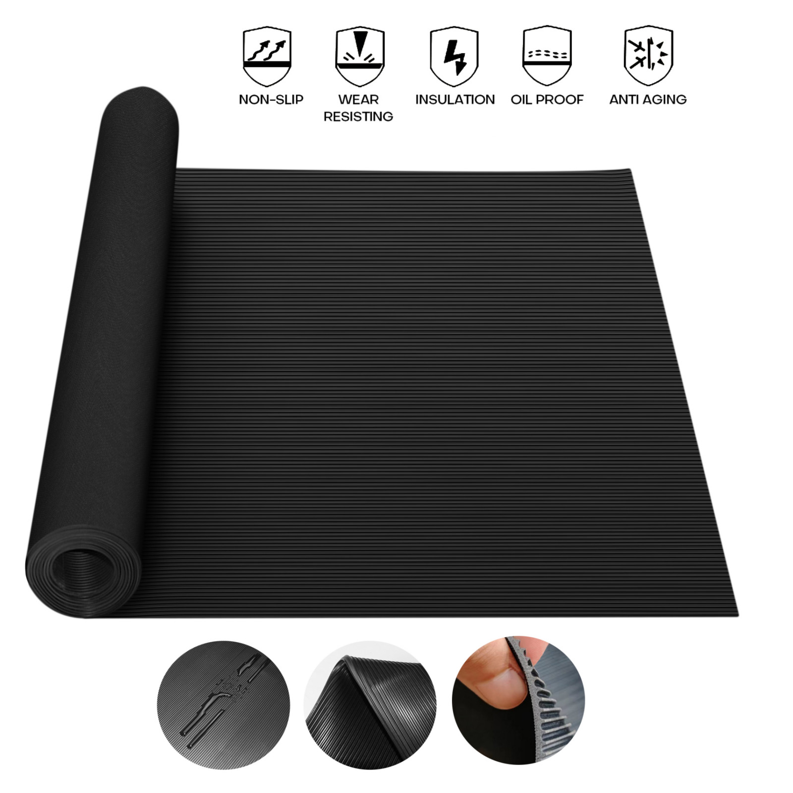 1/8″ Thick Rubber Floor Mat Heavy Duty Garage Floor Protector Mat for Warehouse