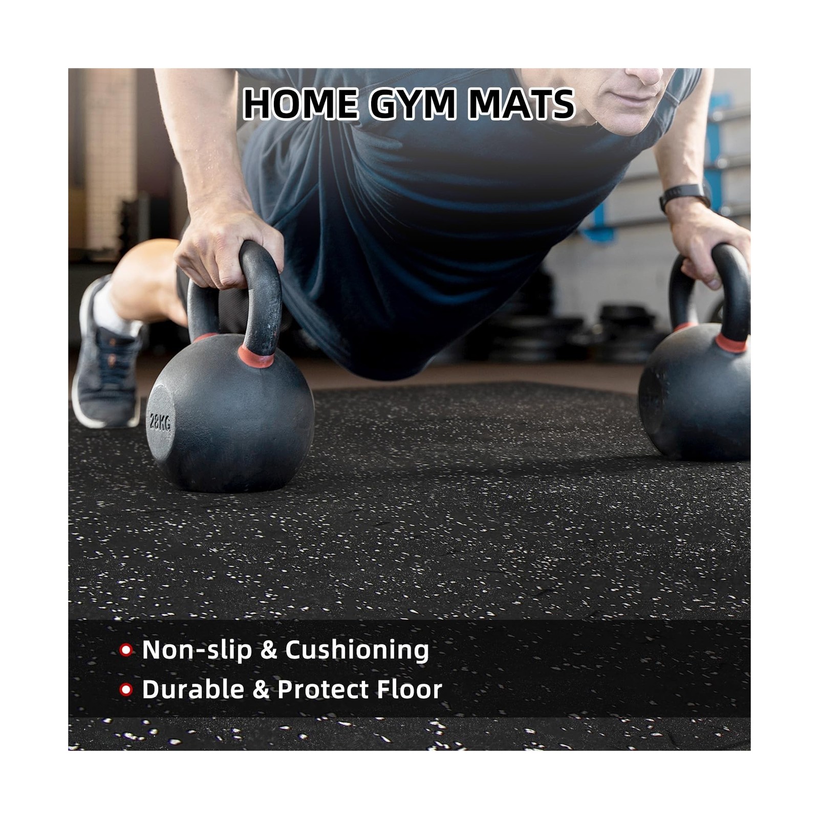 0.79in Extra-Thick 48 Sq Ft Exercise Equipment Mats, 12 Tiles Rubber Top EVA …