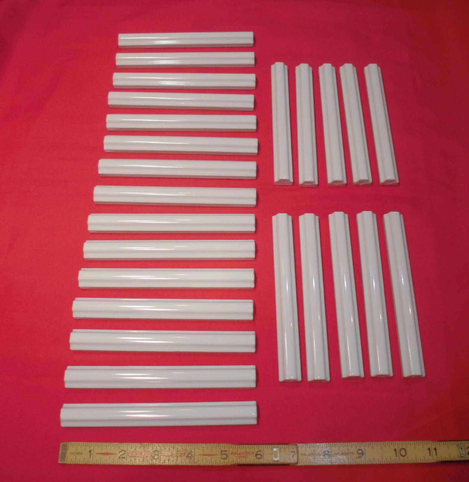25 pcs. *Gloss White* Ceramic Pencil Liner Sizzle Tiles; 5/8″ X 6″ Raised Dome