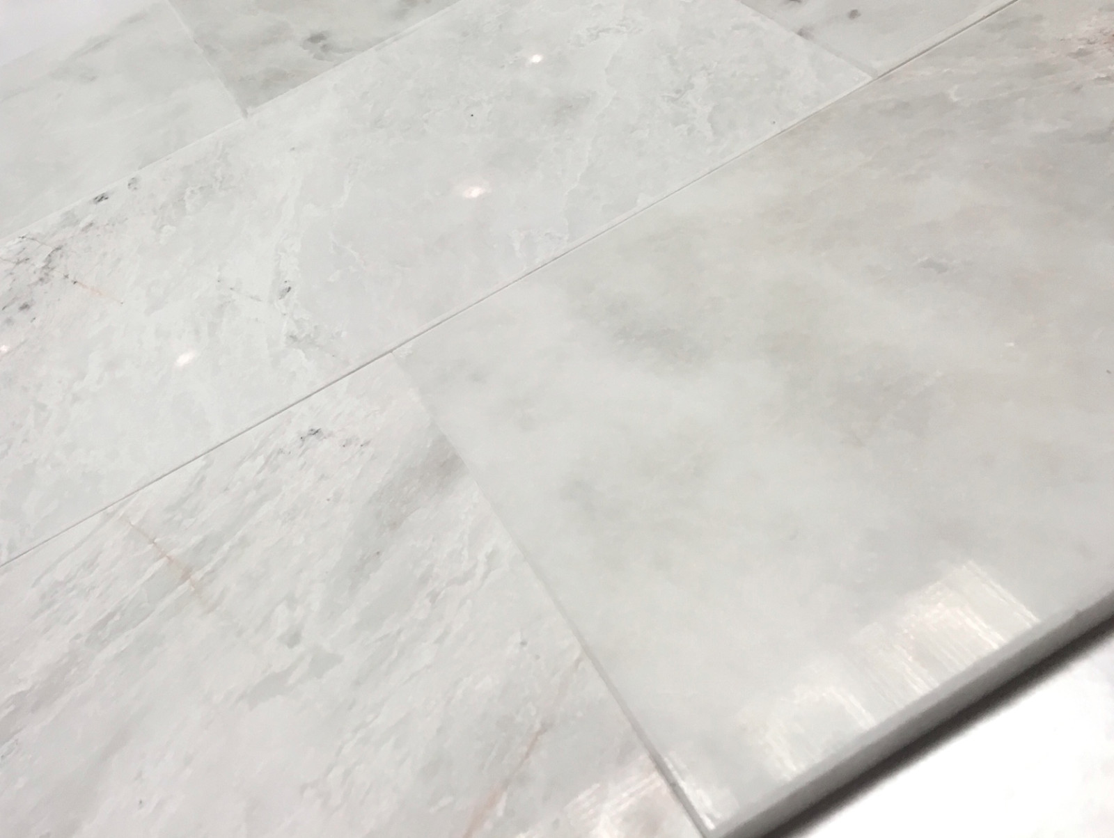 Glacier White 6×12 Polished Beveled Marble Tile Floor Wall Backsplash Kitchen