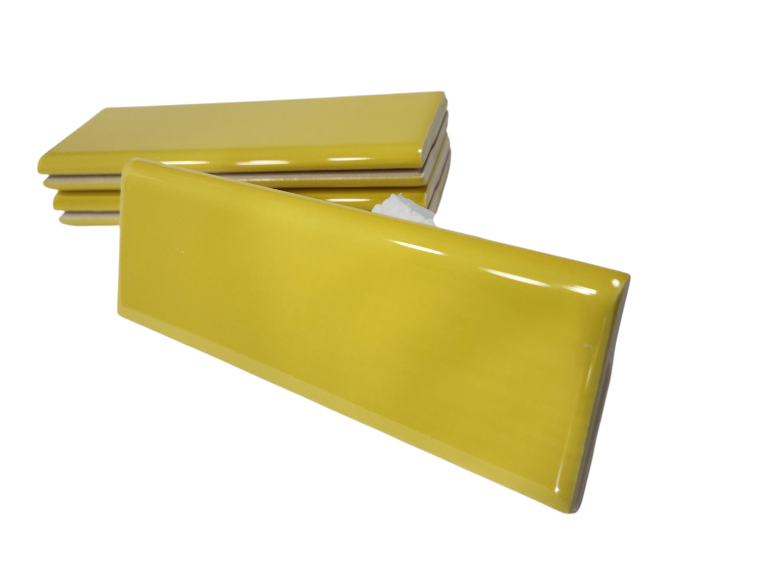 Sunflower Yellow Ceramic Tile Bullnose Backsplash Curved Edge Subway Trim