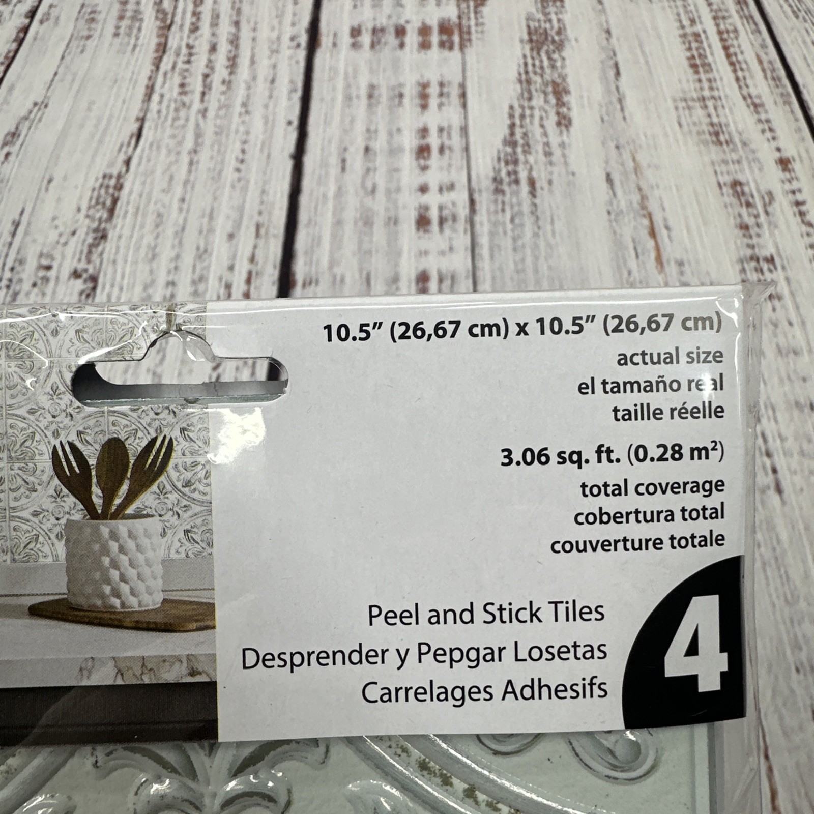 RM StickTiles Peel And Stick Faux Victorian Tin Tiles 4 per pack, 034878336411