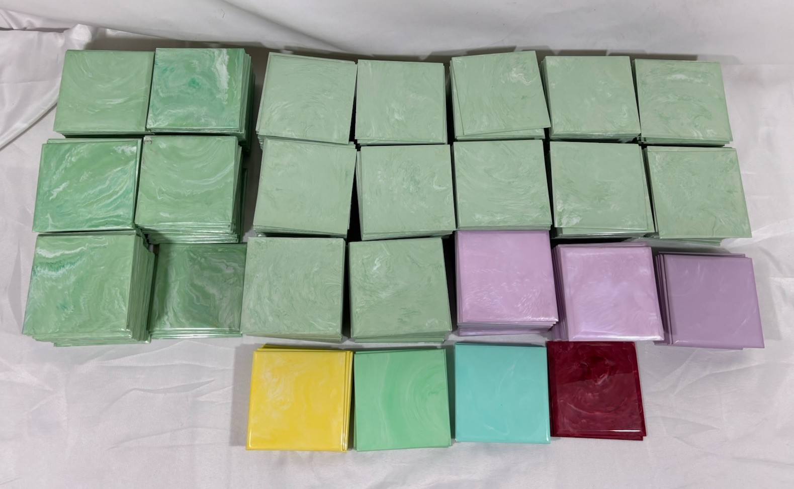 100 Vintage Pale Mint Green Marble Plastic Polystyrene Wall Tiles 4.25″x4.25″ #A