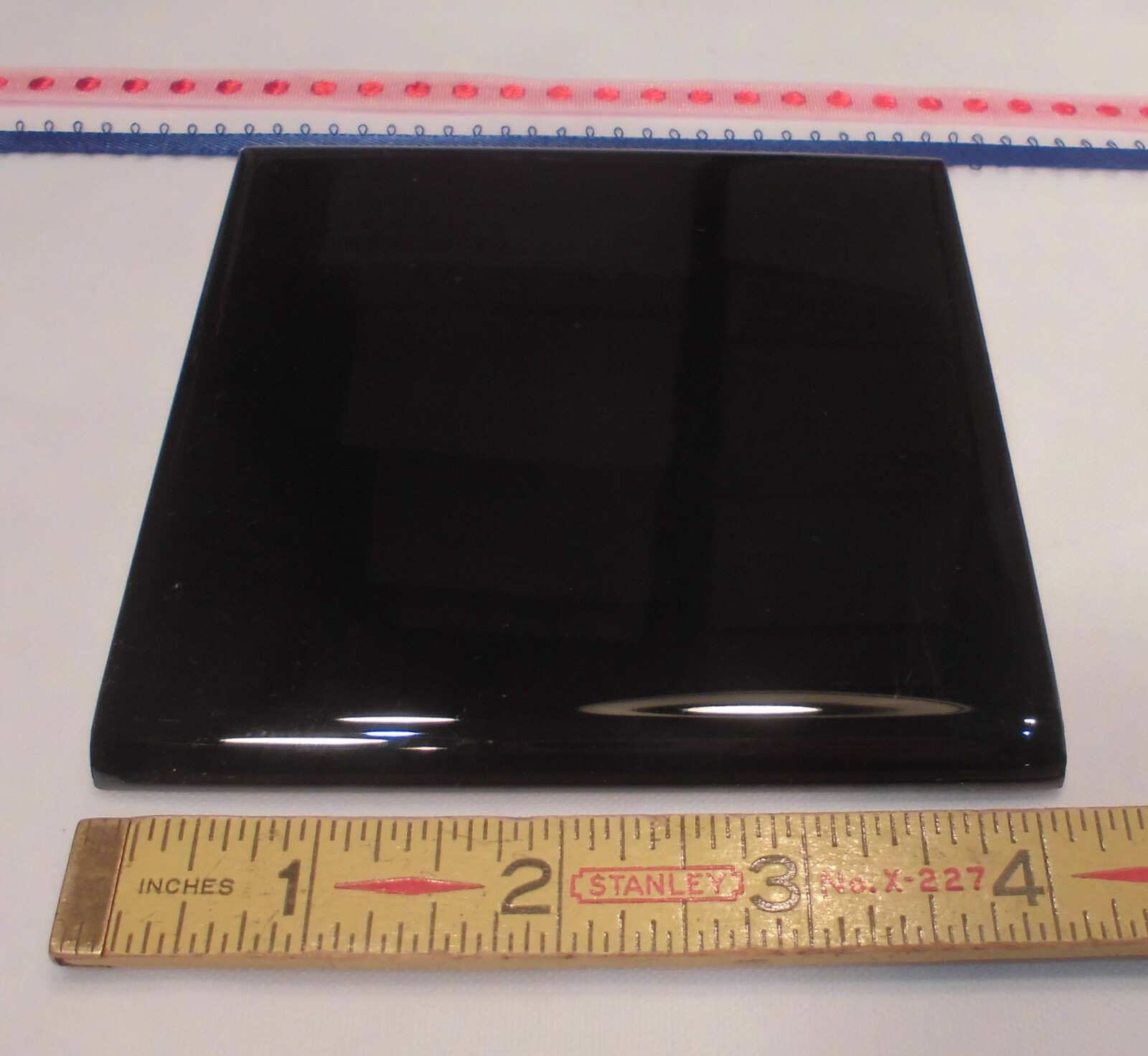 1 pc. *Gloss Black* 4-1/4″ Ceramic Bullnose Tile by American Olean NEW MINT