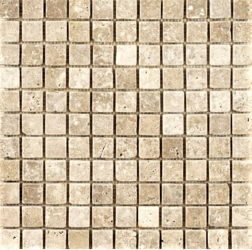 1X1 Walnut Tumbled Rounded Edge Travertine Wall Mosaic Tile Backsplash Bath
