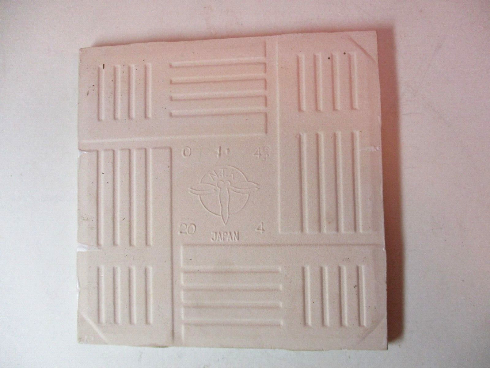 1 Wall Tile NTK Japan Powder Blue Veined on Off White Porcelain Ceramic Vintage