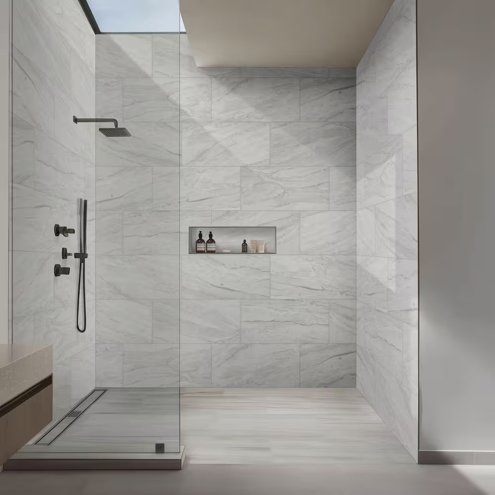 Vigo White 12 In. X 24 In. Matte Stone Look Ceramic Floor and Wall Tile (16 Sq.