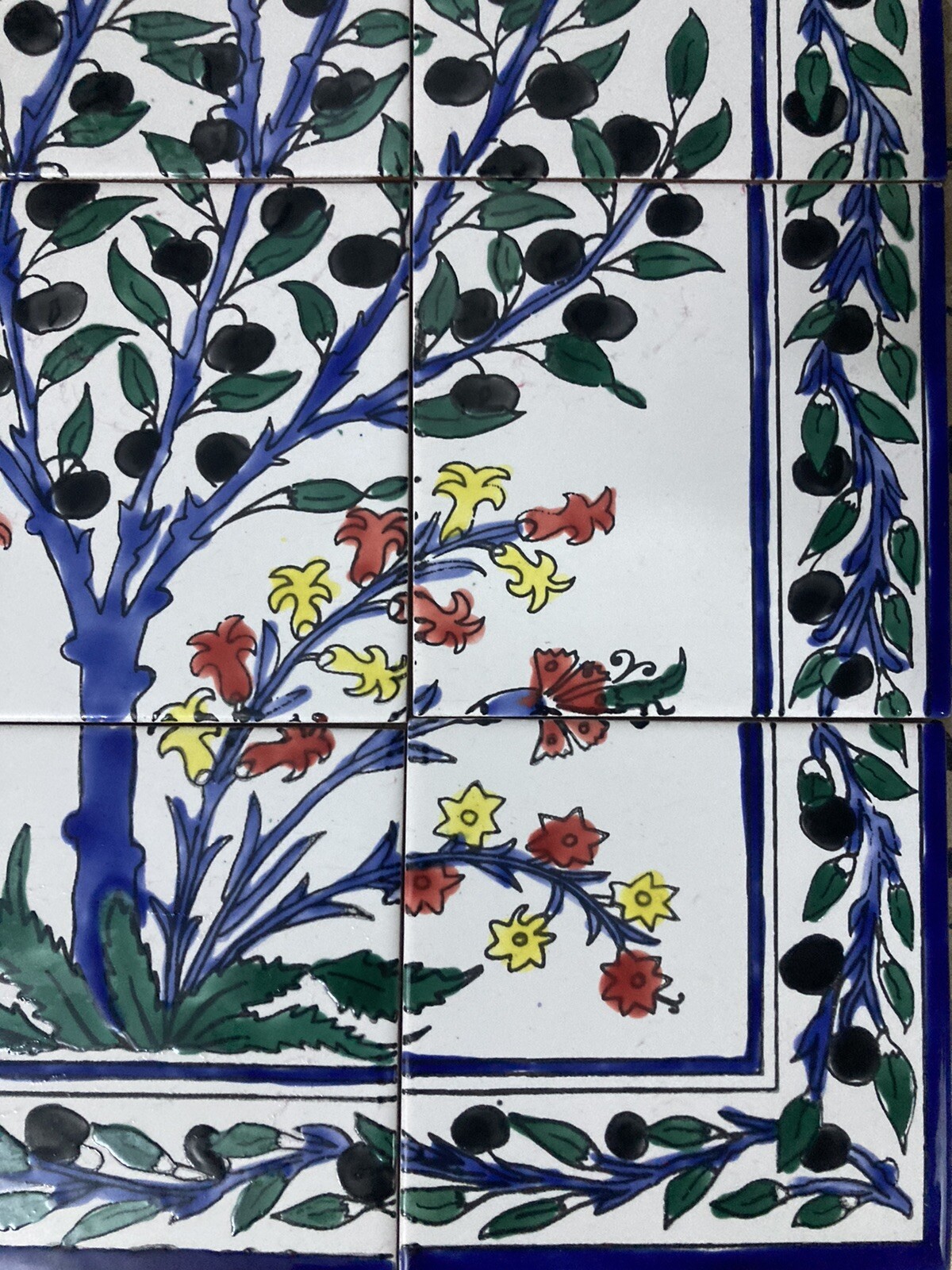 18″ x 24″ Ceramic Tile Mural Backsplash Art Wall Panel Hand Painted Olive Tree