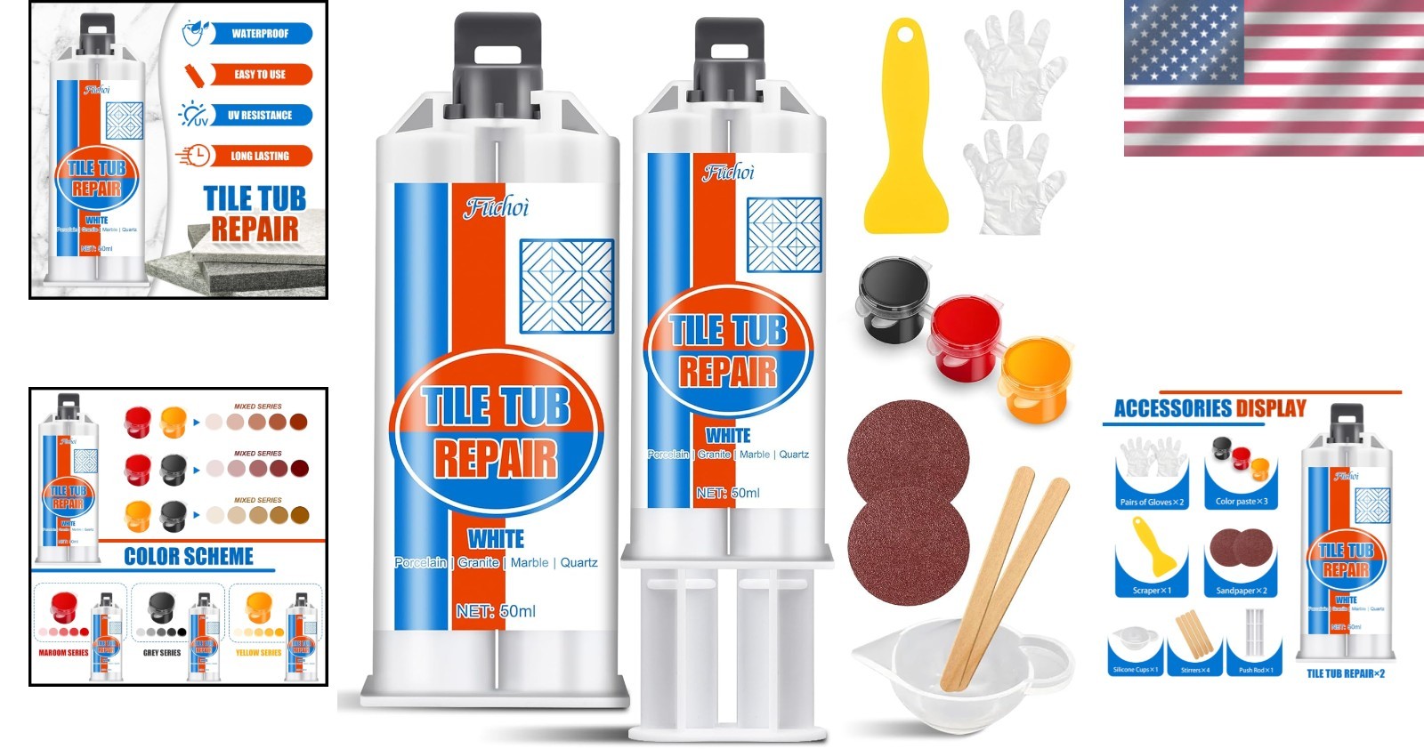 Durable Ceramic & Porcelain Repair Kit – Easy 3-Step Application & Color-Matched