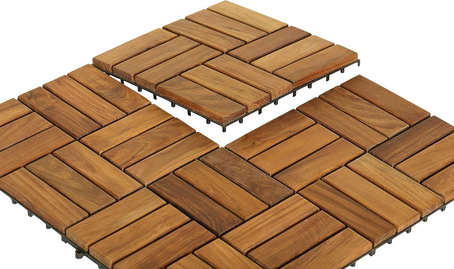 BARE-WF2009 Solid Teak Wood Interlocking Flooring Tiles (Pack of 10), 12″ X 12″,