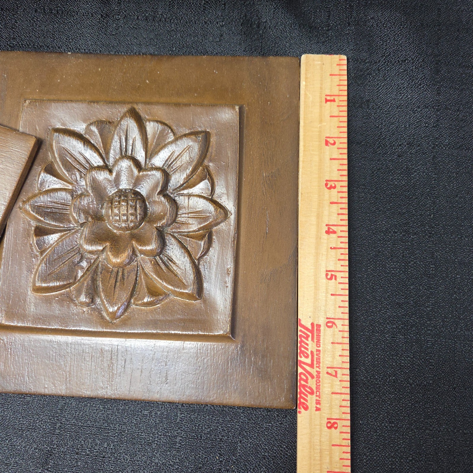 VTG Brown Square Ceramic Flower Tile Panel – Set of 4 – 8 inches x 8 inches