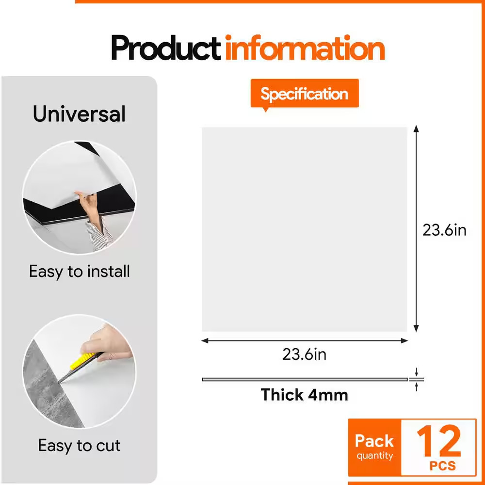 2 Ft. X 2 Ft. Smooth White High-Grade PVC Drop Ceiling Tile, Waterproof, Washabl