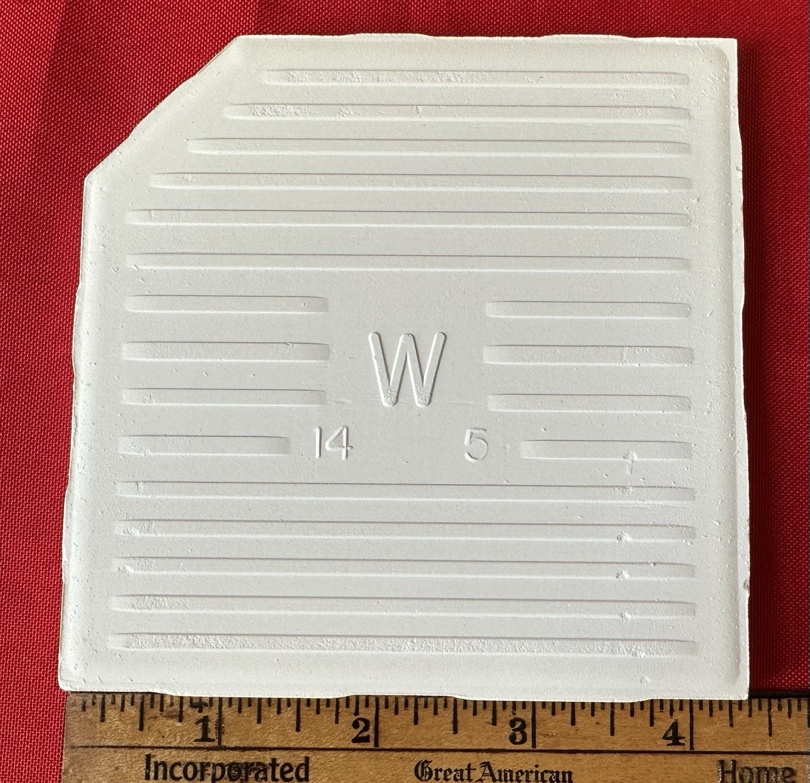 1 pc. White Crystal Glazed: Ceramic Tile by Wenczel Co. 4-5/16, Clipped Corner