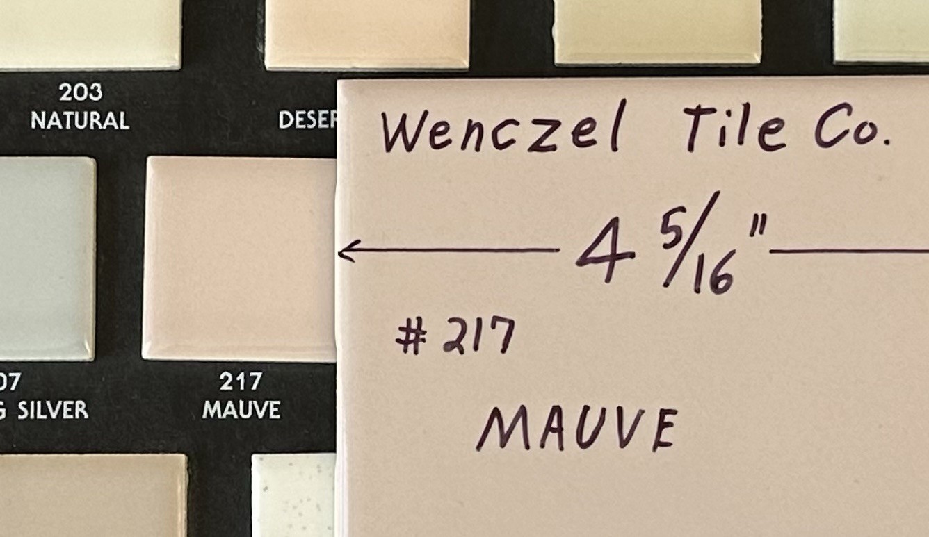 1 pc. Light-Pinkest-Tan: 4-5/16″ Glossy Ceramic Tile: Wenczel Co. New Old Stock