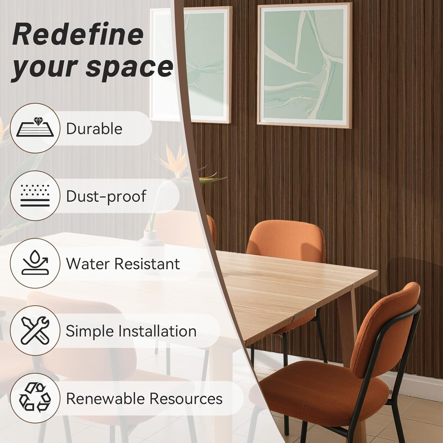 8-Pack 3D Walnut WPC Slat Wall Panels for Stylish Interior Decor