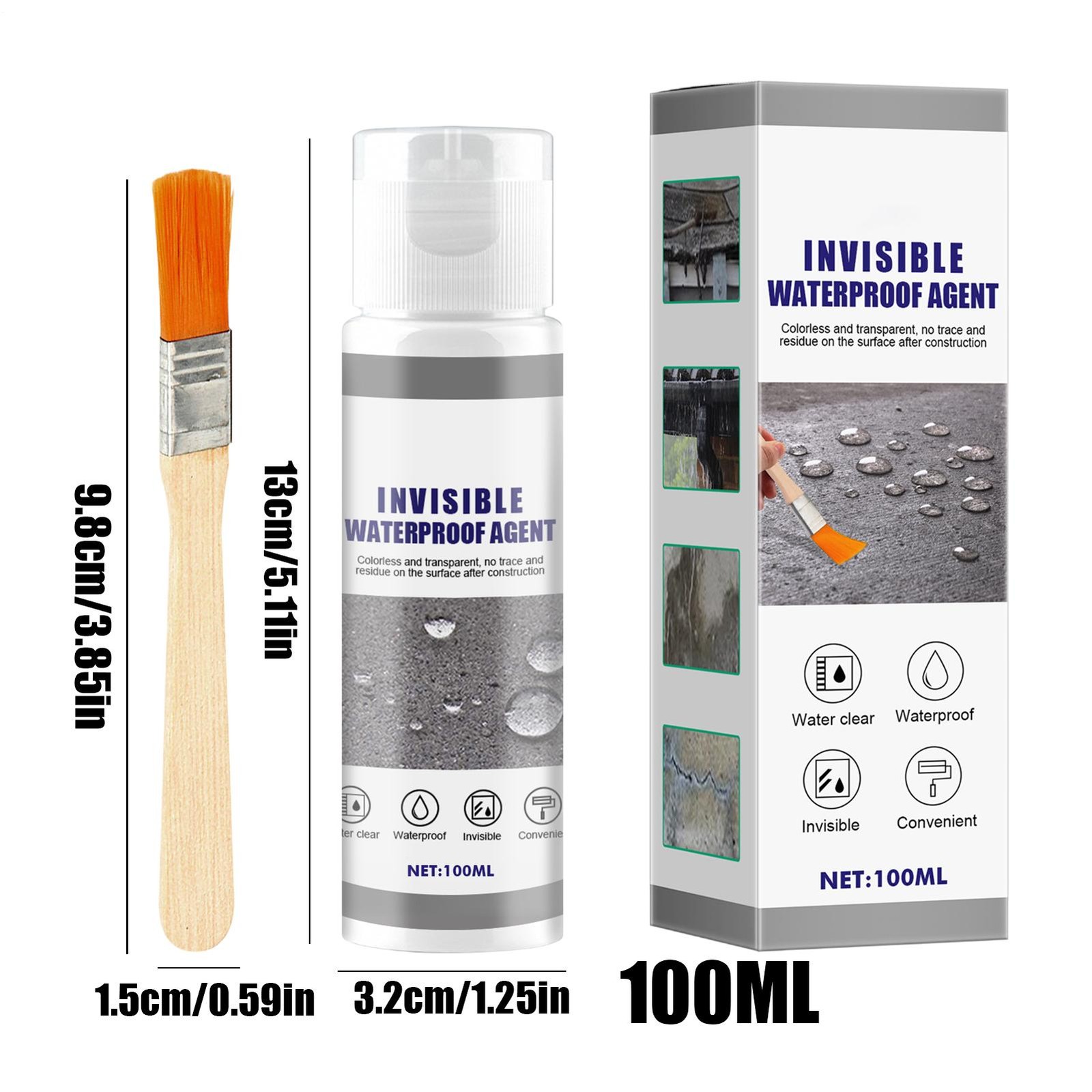 Invisible Waterproof Sealant Agent, Transparent Waterproof Coating Agent 100ml