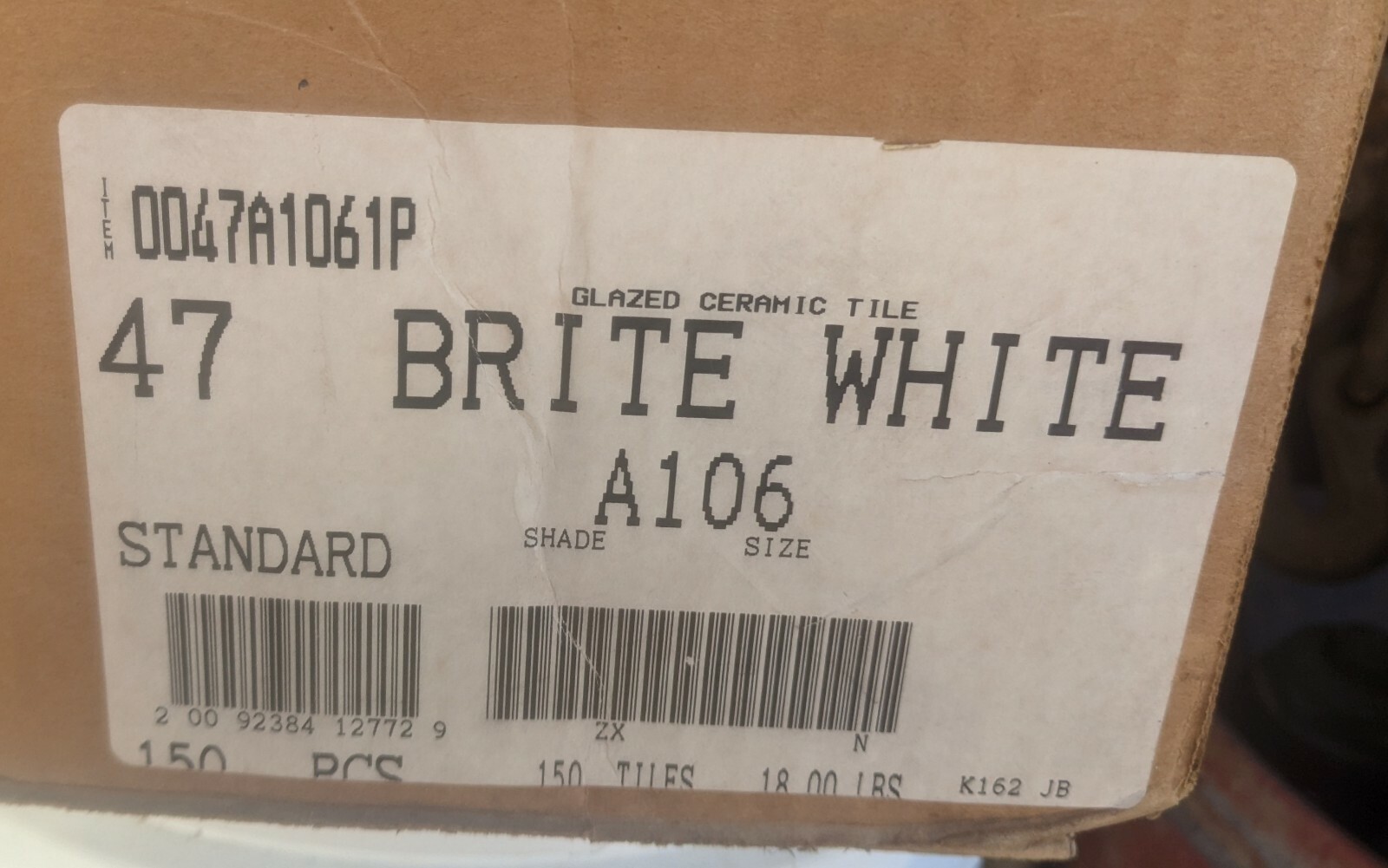 4 pc American Olean Vintage Ceramic Tile quarter round bullnose A106 Brite White