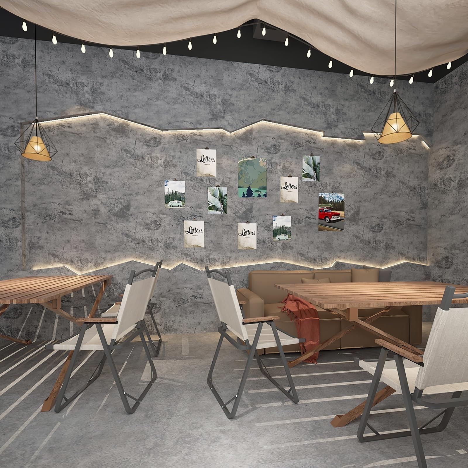 BAYYA Concrete Wallpaper Countertops Contact Paper Grey Cement Wallpaper Peel…