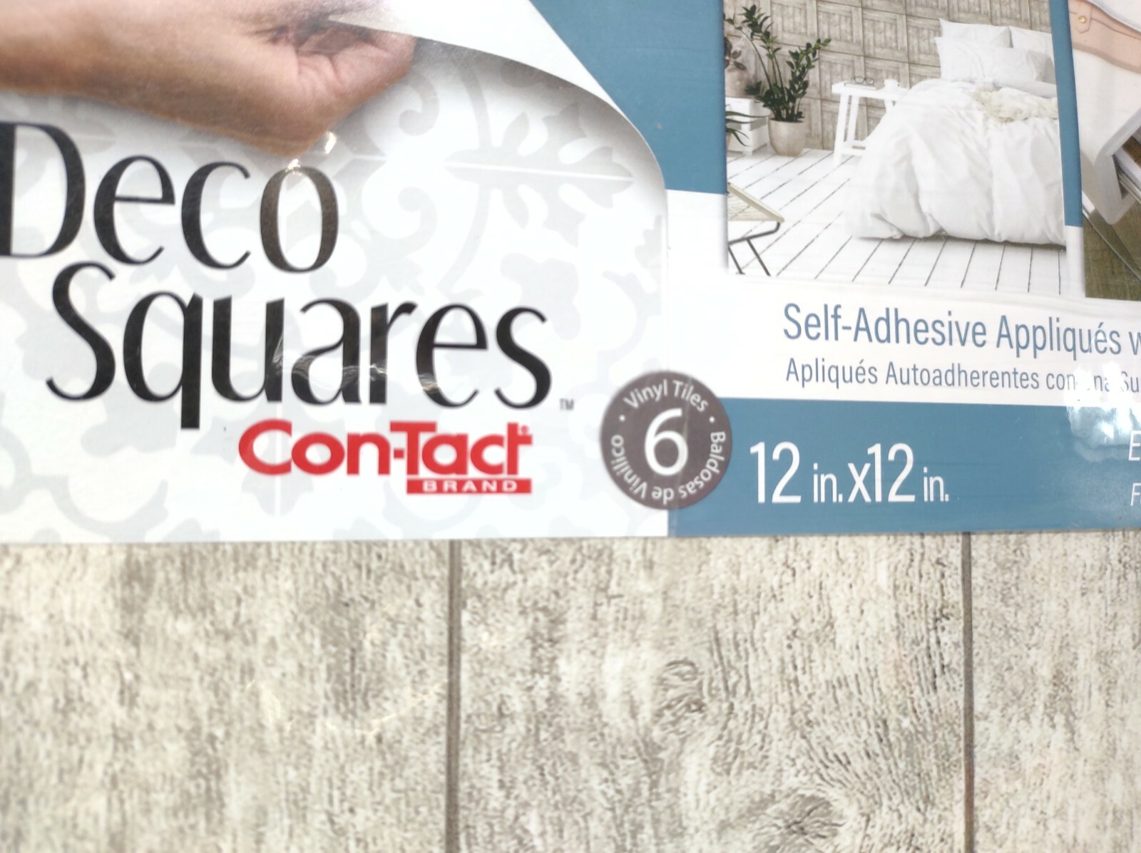 12 Tiles Contact Deco (2 Packs) Squares 12″ x 12″ Vinyl 6 Per Pack Wood Gray