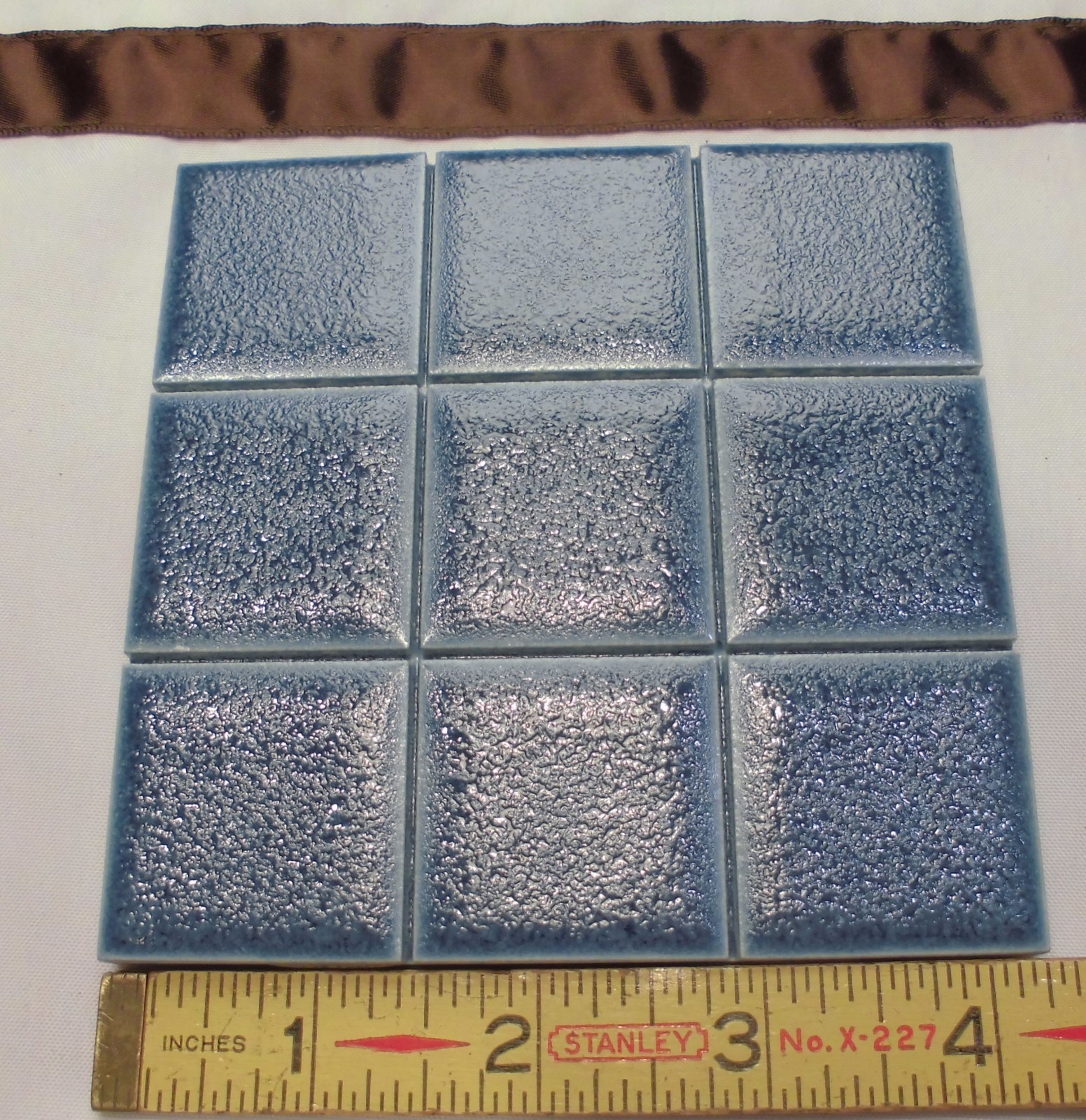 1 pc. *Cobalt Blue* Scored Crystalline Ceramic Tile American Olean…4-1/4″ NOS
