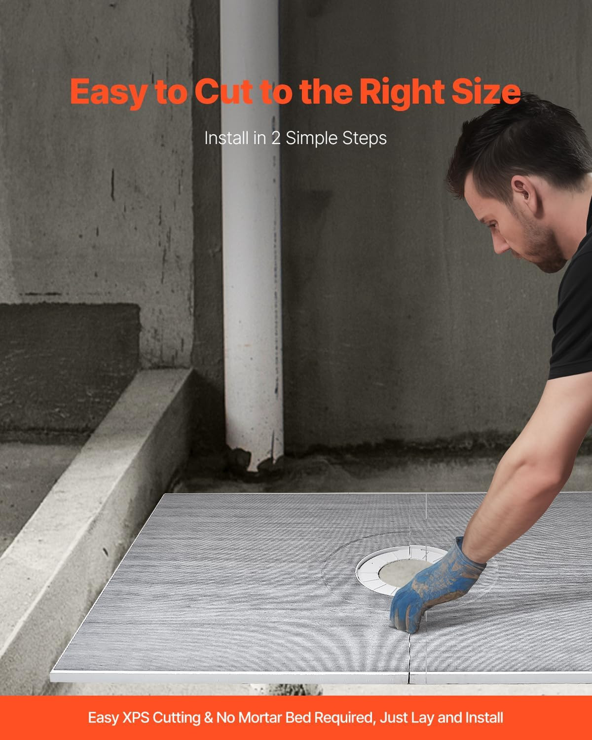 38″X60″ Shower Kit with Curb, Waterproofing Membrane Thickened Shower Base EPS M