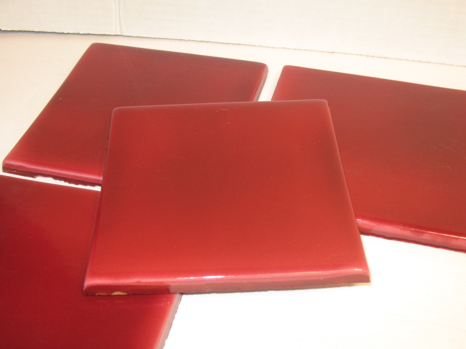 Candy Apple Red Italian Ceramic Tile 6×6 IMPERFECT LOT OF 6 for mosaics or craft