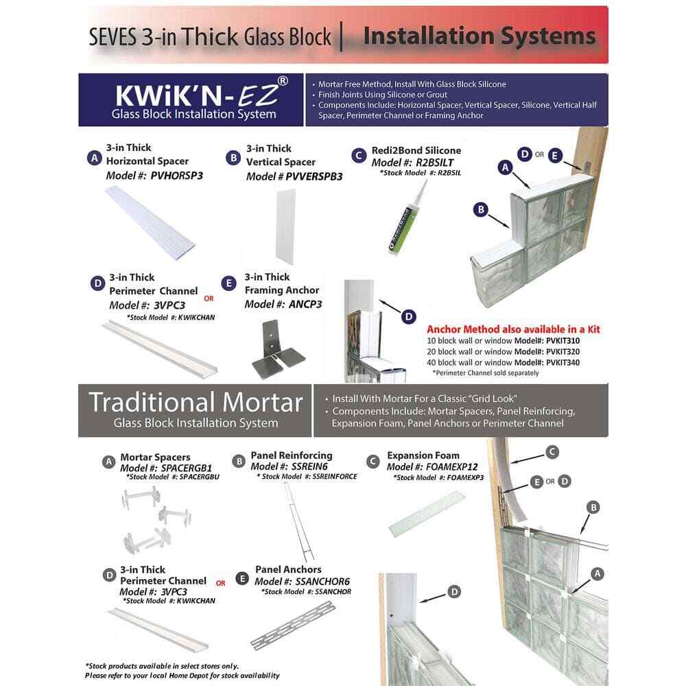 ProVantage Installation Kit 8″x8″x3″ Thick Silicone System Glass 20 Block Kit