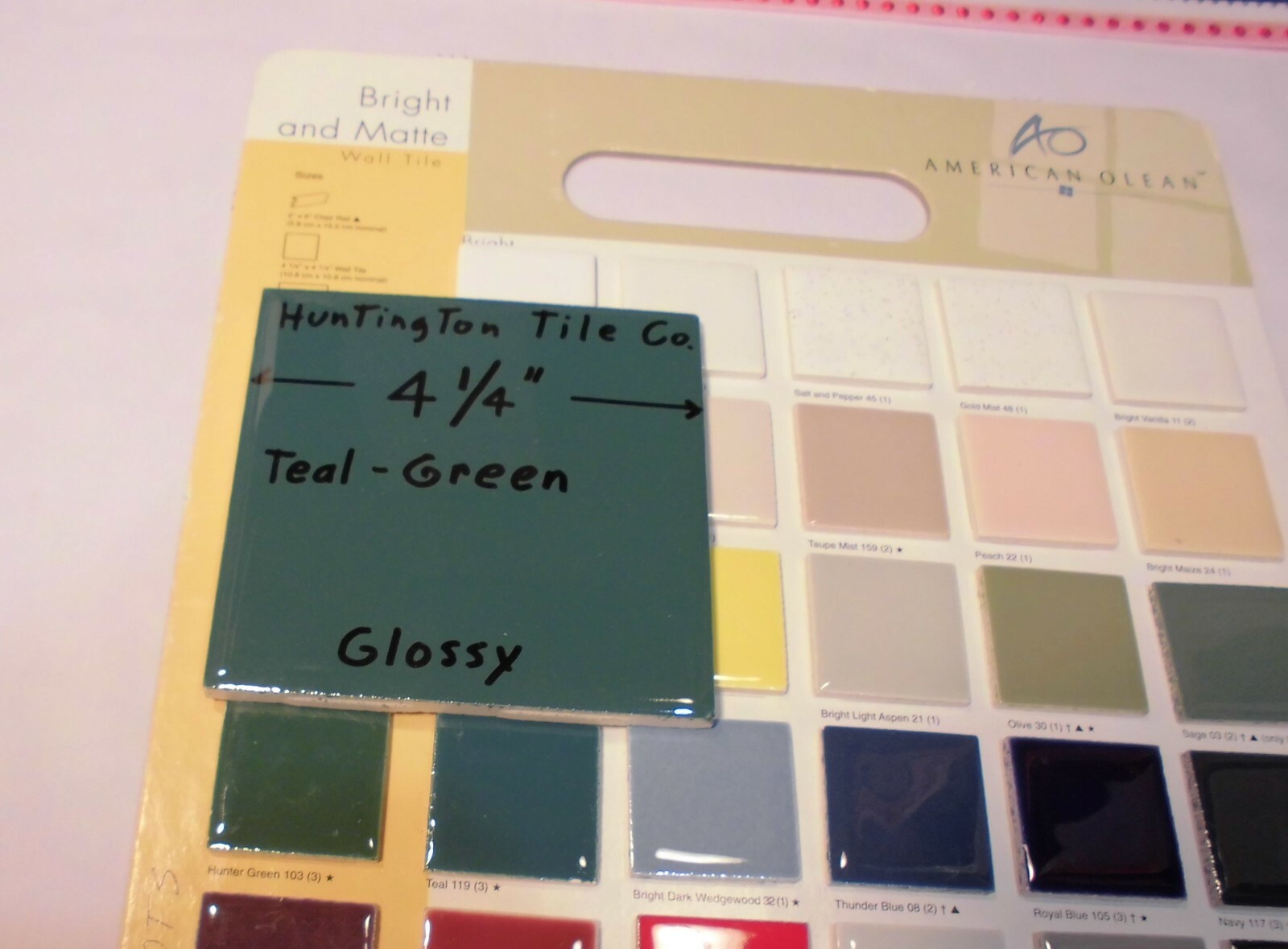 6 pcs. Glossy Ceramic Tiles *Teal-Green* 4-1/4″ Made USA by Huntington Co. NEW