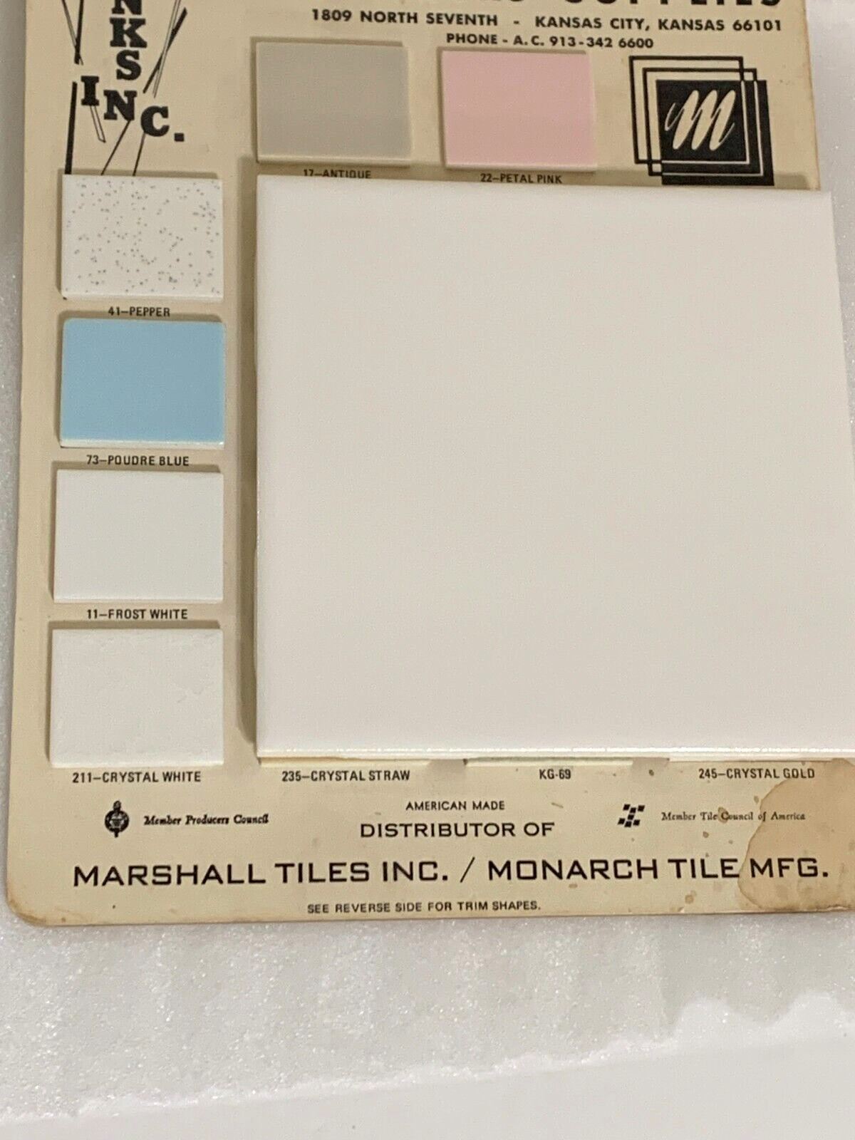NEW Vintage Monarch Ceramic Tile MTF 6″ X 6″ Bright White Gloss