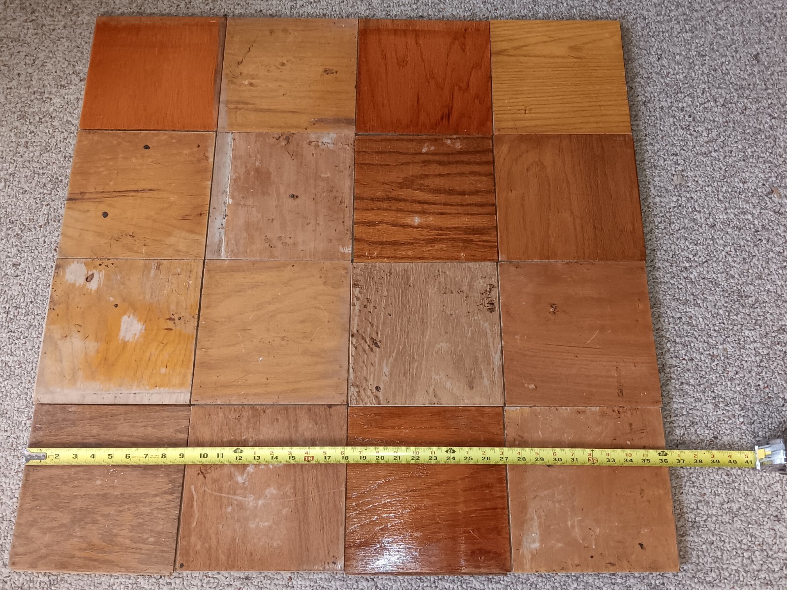 16 USED Vtg. MCM BRUCE Oak 9×9 Parquet Flooring NEED REFINISHING: Read Details
