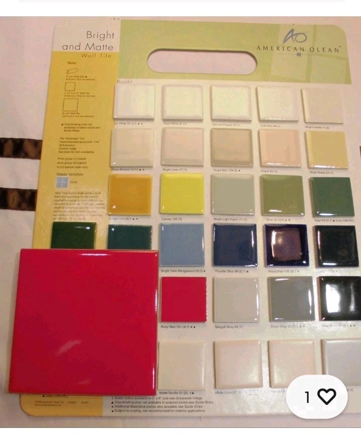 MCM 8 pc 4 1/4″ Ceramic Tile S01 Cherry (Ruby) Red 3 pnl American Olean USA NOS